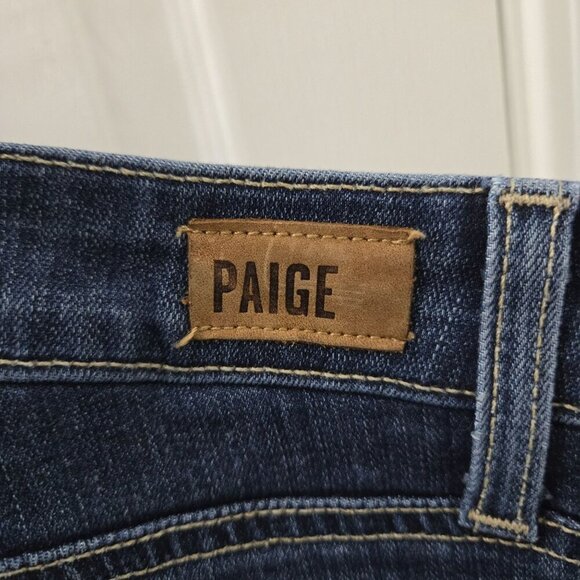 Paige‎ Hoxton Crop Rollup Womens Jeans Size 31 Dark Wash Distressed High Waist - Picture 8 of 11